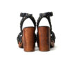 Kompanero Annabelle Black leather studded heel sandal shoe back