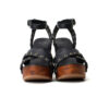 Kompanero Annabelle Black leather studded heel sandal shoe front