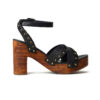 Kompanero Annabelle Black leather studded heel sandal shoe side