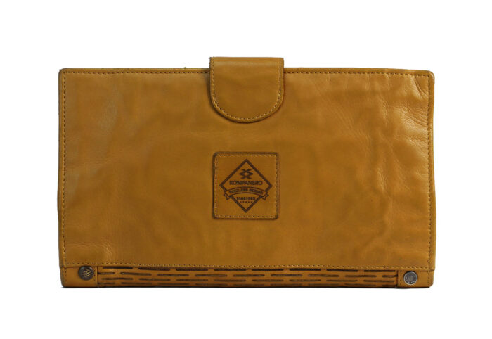Kompanero Hena Mustard leather studded wallet back