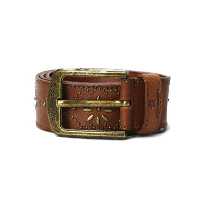 Kompanero Kerala Cognac leather studded antique belt